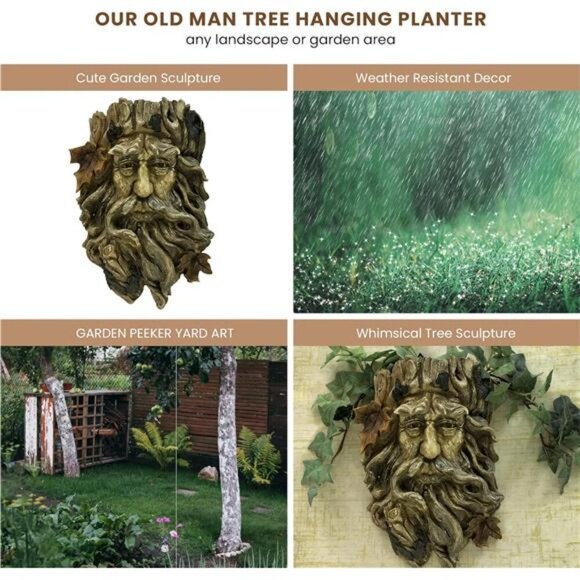 'Old Man' Tree Hanging Planter - Yard Decorations - Whimsical Tree Sculpture - Picture 6 of 8